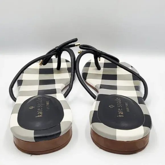 Kate Spade New York Mistic Bow Black & White Checkered Sandals Women's Size 10 - Picture 6 of 10